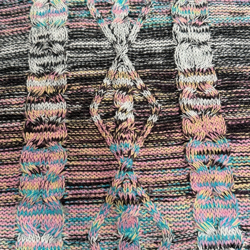 John Paul Richard cowl neck sweater with multicolor knit and cable-knit details - Picture 4 of 6